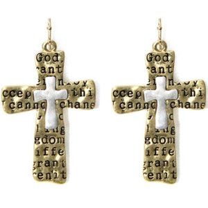 Two Tone Serenity Prayer Earrings